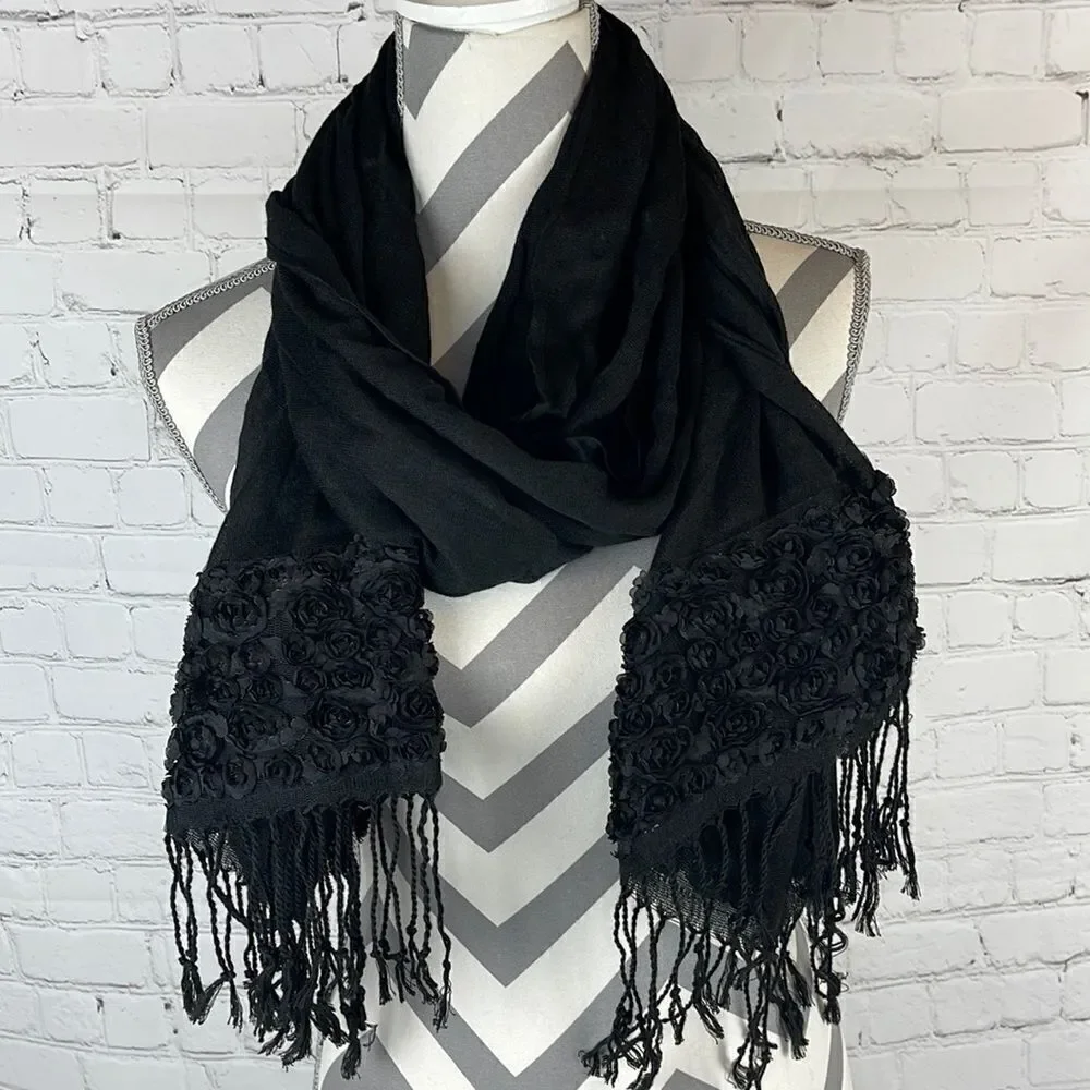 Black Floral Multi-use Scarf